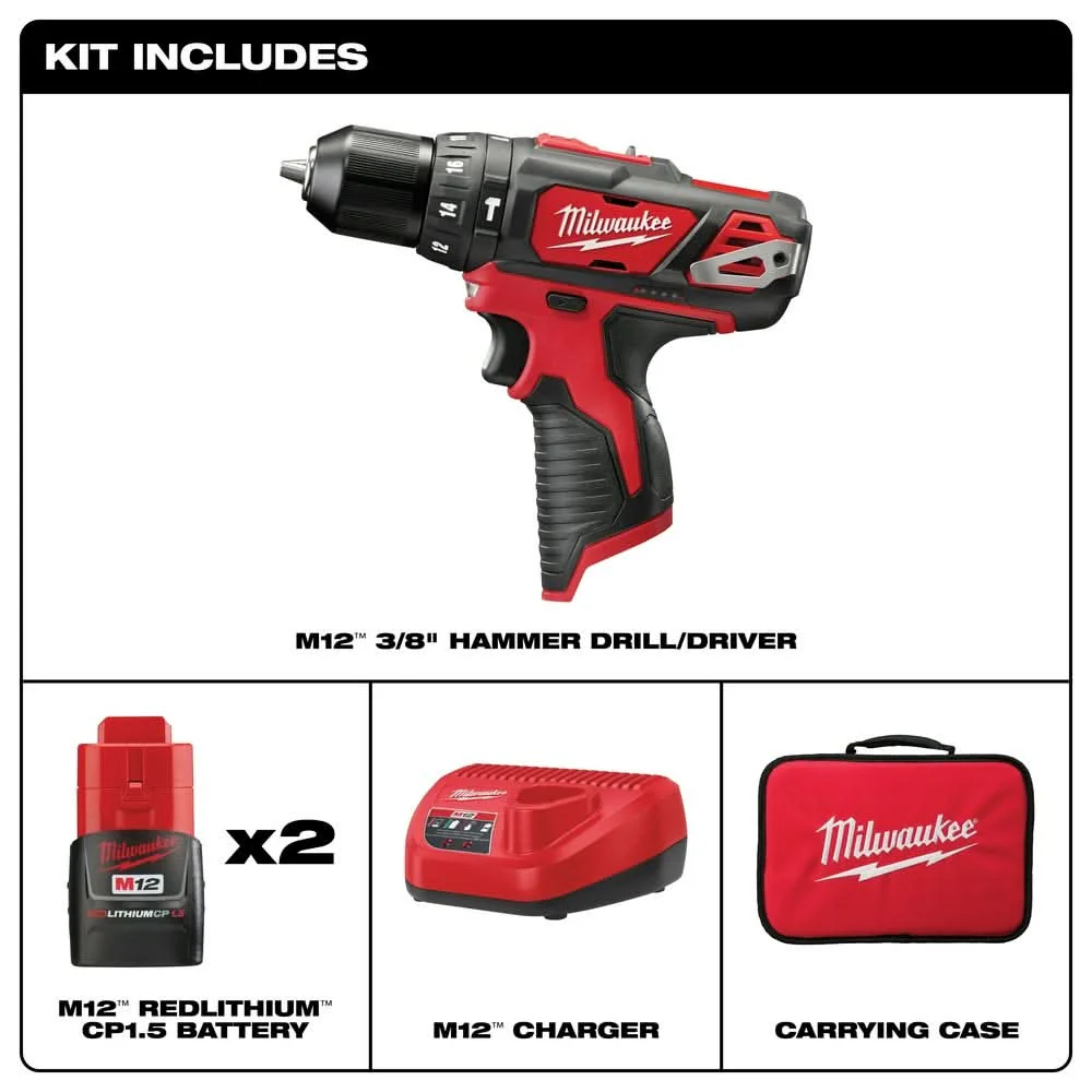 Milwaukee 2408-22 M12 Hammer Drill Kit - Image 2
