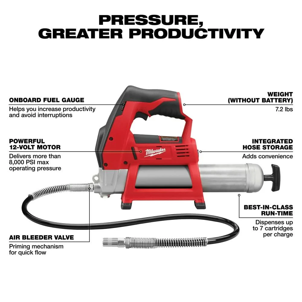 Milwaukee 2446-20 M12 Cordless Grease Gun - Image 2
