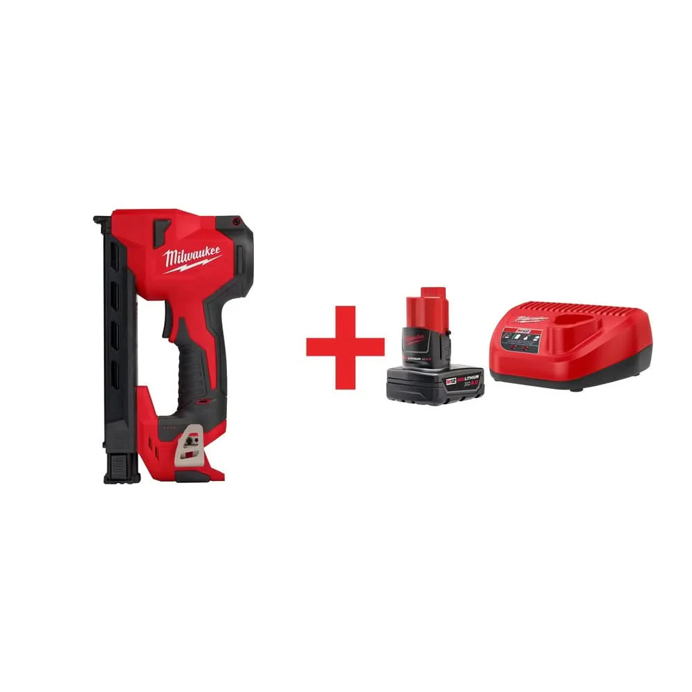 Milwaukee M12 Cable Stapler with M12 XC 4.0Ah Battery & Charger Starter Kit - Image 1