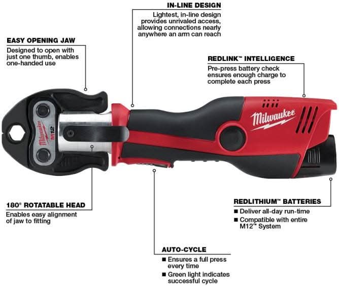Milwaukee 2473-22 M12 FORCE LOGIC Press Tool Kit with Jaws with Extra Battery Pack - Image 3