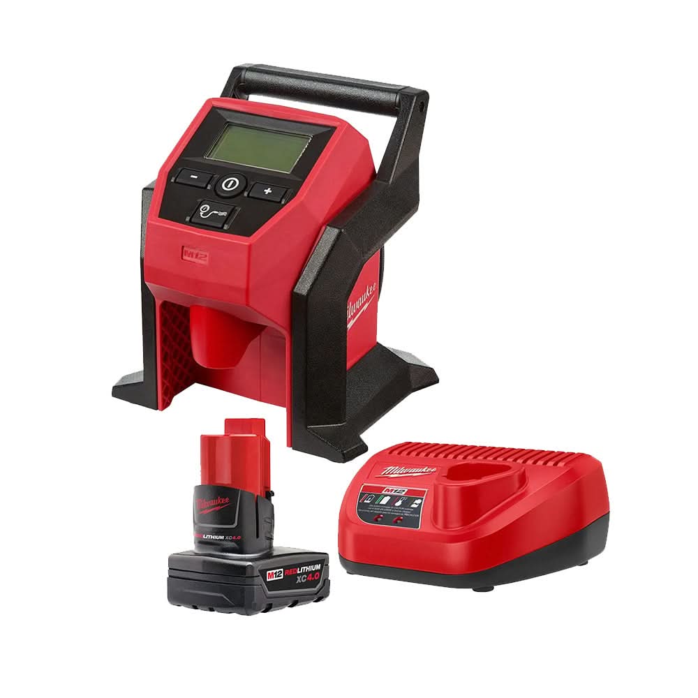 Milwaukee M12 Compact Tire Inflator with M12 XC 4.0Ah Battery and Charger Starter Kit - Image 1