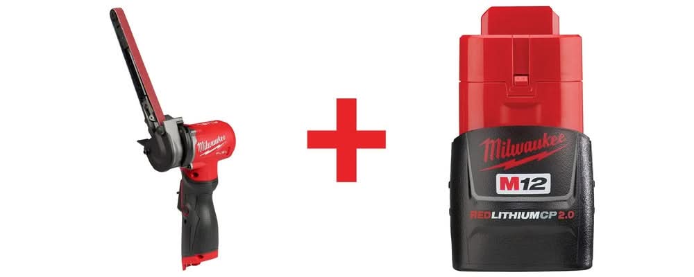 Milwaukee M12 FUEL 1/2" X 18" Bandfile Belt Sander with M12 2.0Ah Compact Battery Pack - Image 3