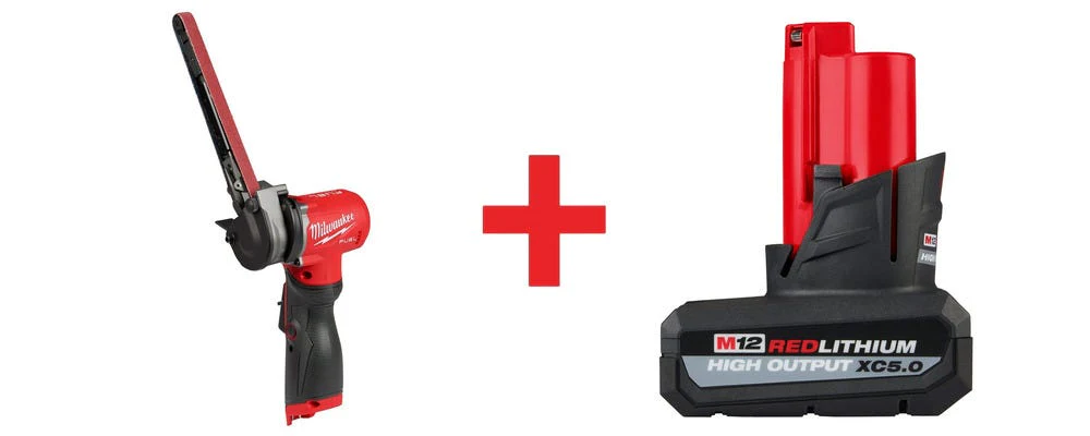 Milwaukee M12 FUEL 1/2" X 18" Bandfile Belt Sander with XC 5.0Ah Battery Pack - Image 1