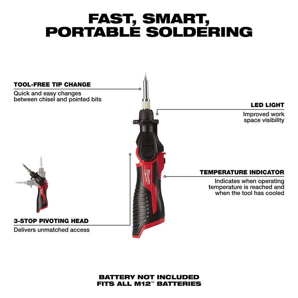 Milwaukee 2488-20 M12 Soldering Iron Bare Tool Promo (PROMO) - Image 3