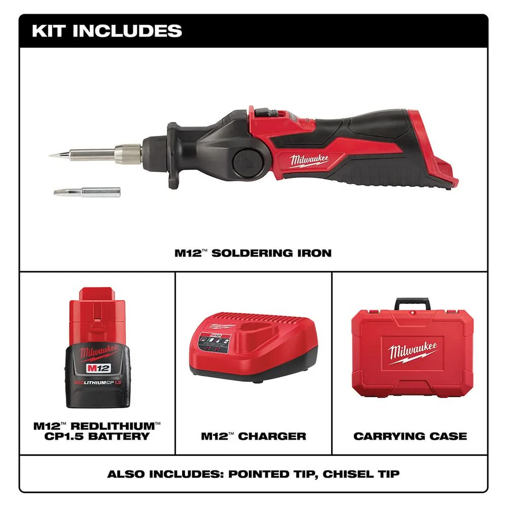 Milwaukee 2488-21 M12 Soldering Iron 1.5Ah Kit - Image 2