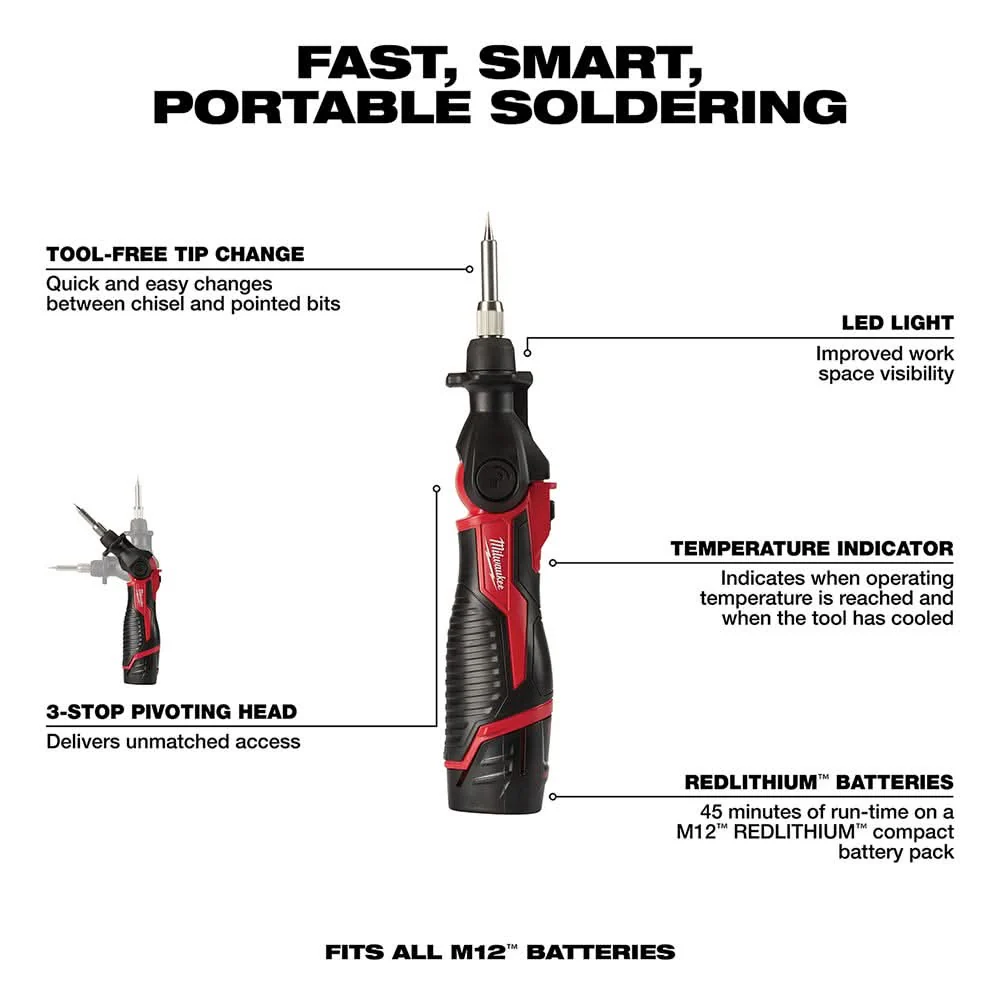 Milwaukee 2488-21 M12 Soldering Iron 1.5Ah Kit - Image 3