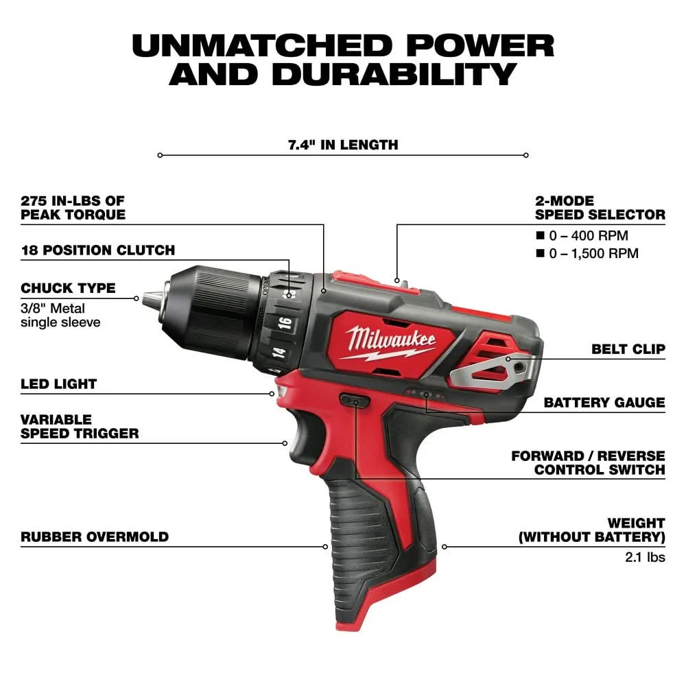 Milwaukee 2494-22 M12 Cordless 2-Tool Combo 1.5Ah Kit - Image 3