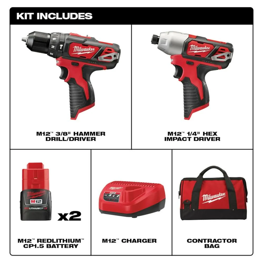 Milwaukee 2497-22 M12 Cordless 2-Tool Combo Kit - Image 2