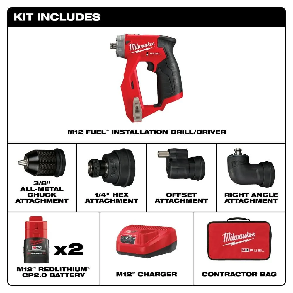 Milwaukee 2505-22 M12 FUEL Brushless Installation 5-in-1 Drill / Driver 2.0Ah Kit - Image 2
