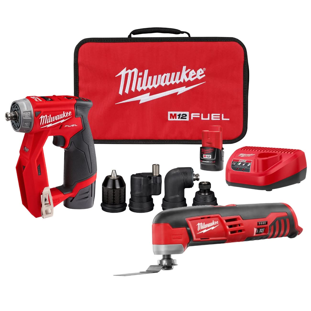 Milwaukee 2505-22 M12 FUEL 12V Brushless Installation 5-in-1 Drill Driver Kit plus M12 Multi-Tool - Image 1