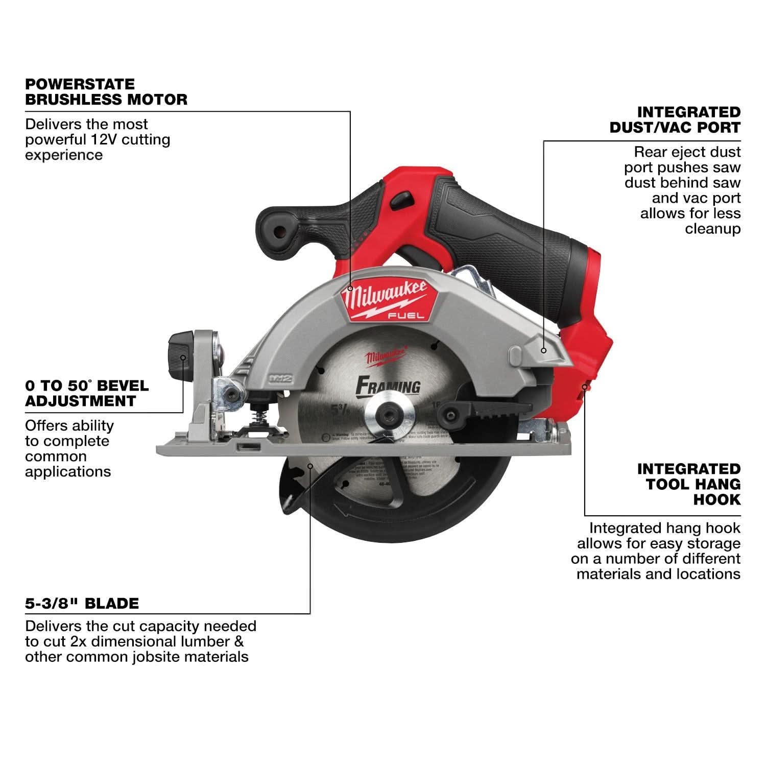 Milwaukee PROMO 2521-20 M12 FUEL 5-3/8" Circular Saw (PROMO) - Image 3