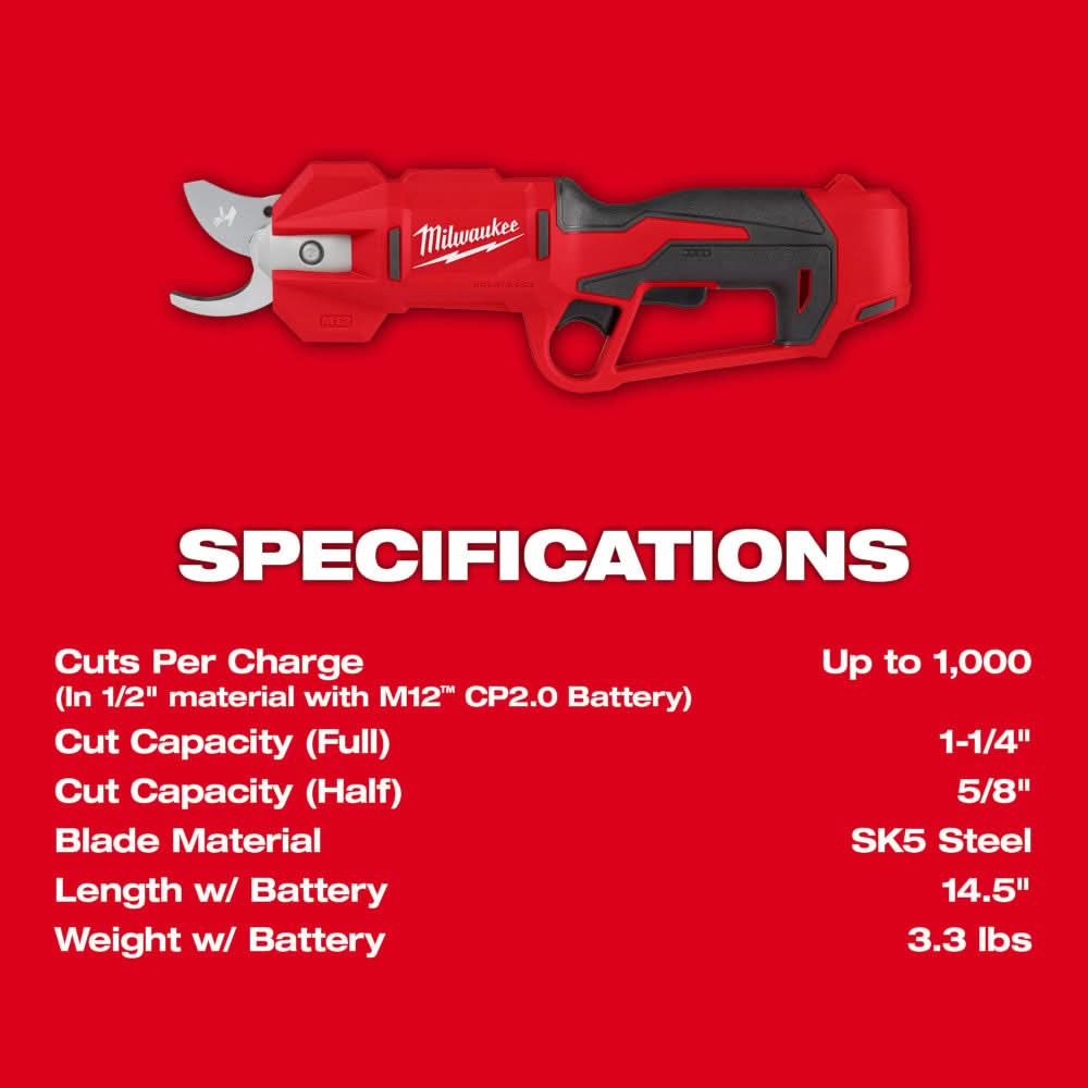 Milwaukee PROMO 2534-20 M12 Brushless Pruning Shears (PROMO) - Image 3