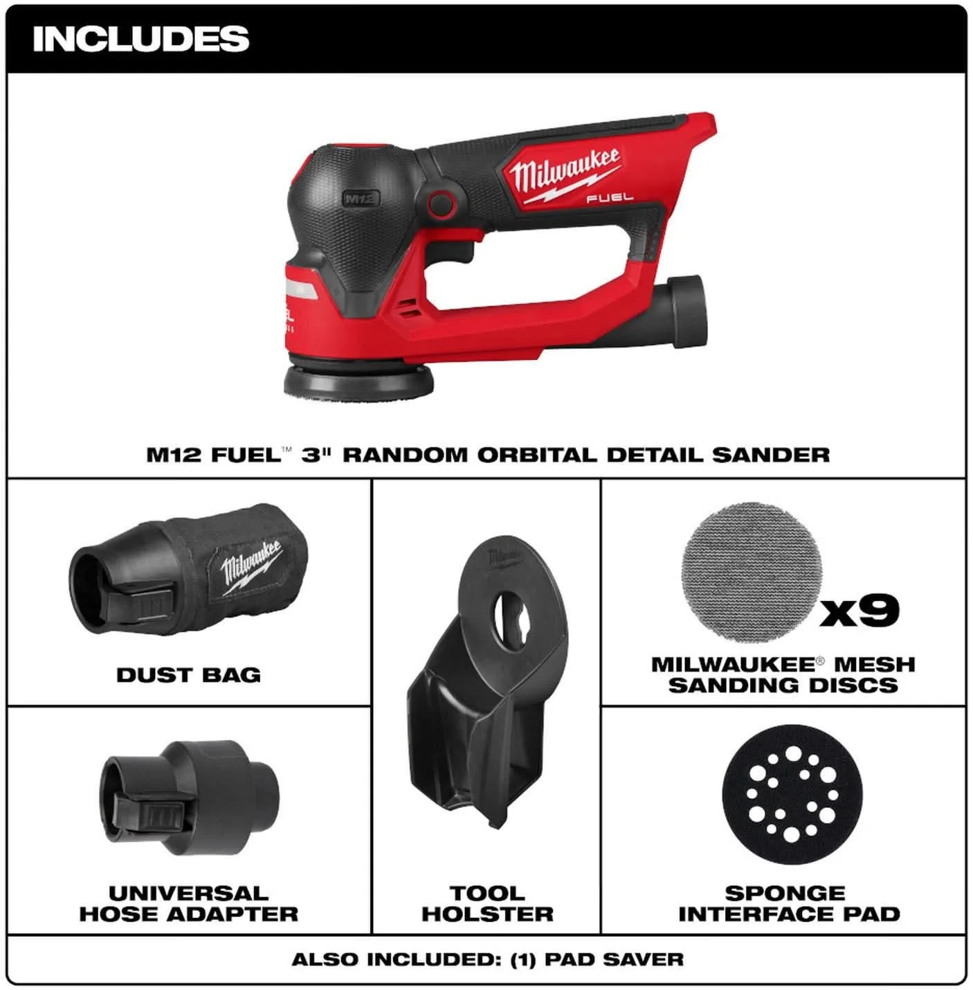 Milwaukee 2535-20 M12 FUEL 3 in. Random Orbital Detail Sander, Tool Only - Image 2