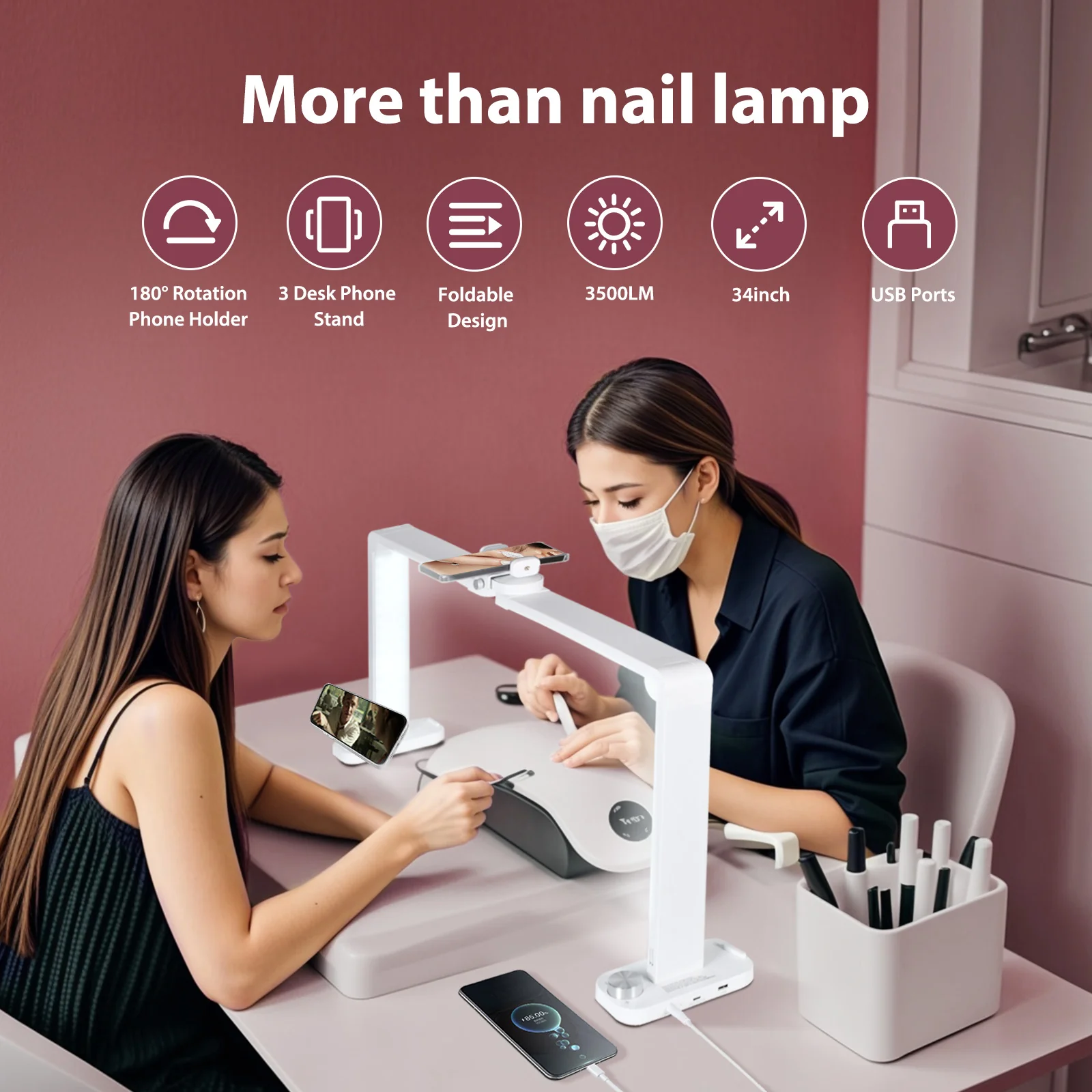 Advwin Nail Lamp Foldable with USB Ports - Image 2