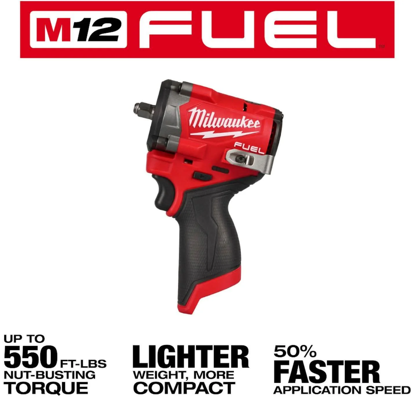 Milwaukee 2562-20 M12 FUEL Stubby 3/8 in. Impact Wrench, Tool Only - Image 2