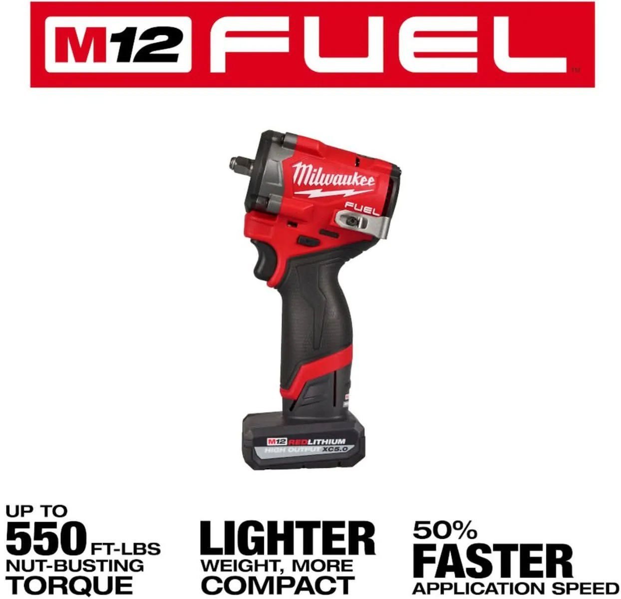 Milwaukee 2562-21 M12 FUEL Stubby 3/8 in. Impact Wrench 5.0Ah Kit - Image 3