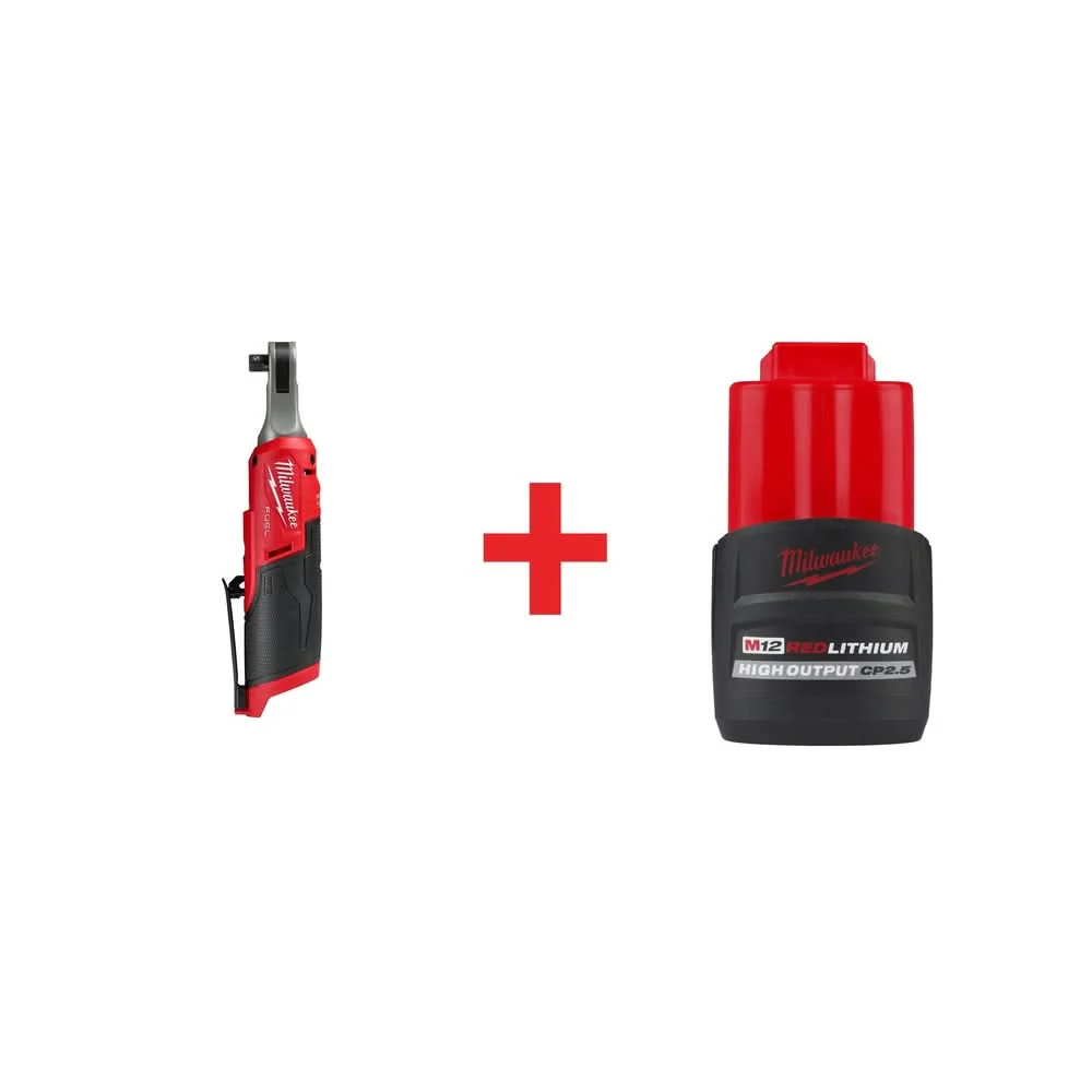 Milwaukee M12 FUEL 3/8-Inch High Speed Ratchet with M12 REDLITHIUM HIGH OUTPUT CP 2.5Ah Battery - Image 1