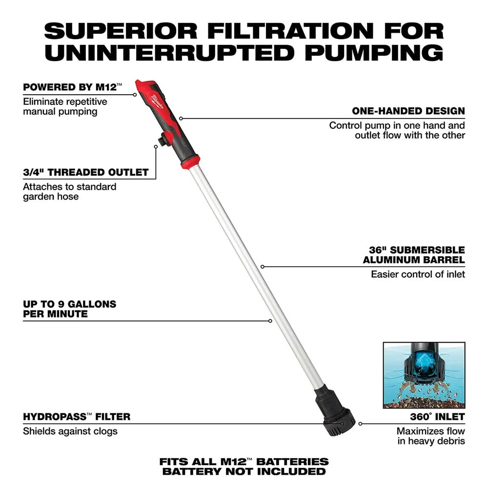 Milwaukee PROMO 2579-20 M12 Stick Transfer Pump (PROMO) - Image 2