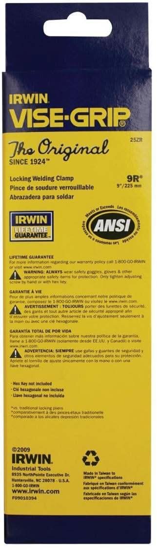 Irwin 25ZR VISE-GRIP 9R Original Locking Welding Clamp 9-in. - Image 3