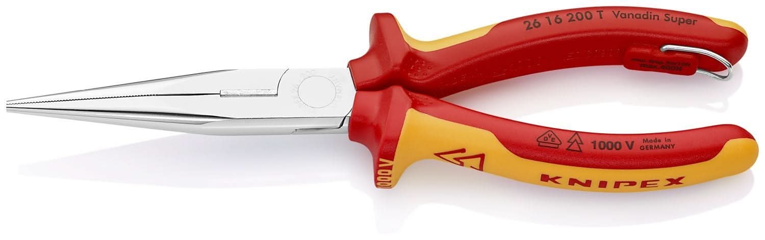 Knipex 26 16 200 T Long Nose Pliers with Cutter-1000V Insulated-Tethered Attachment - Image 2