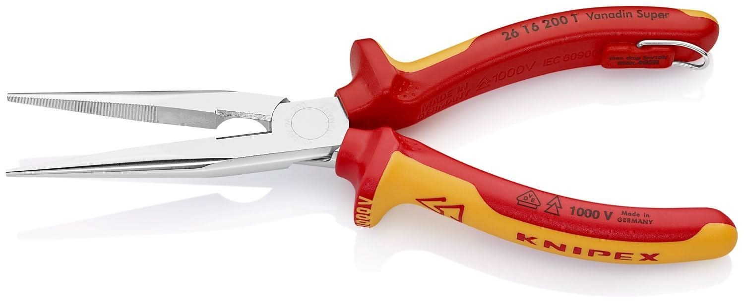Knipex 26 16 200 T Long Nose Pliers with Cutter-1000V Insulated-Tethered Attachment - Image 3