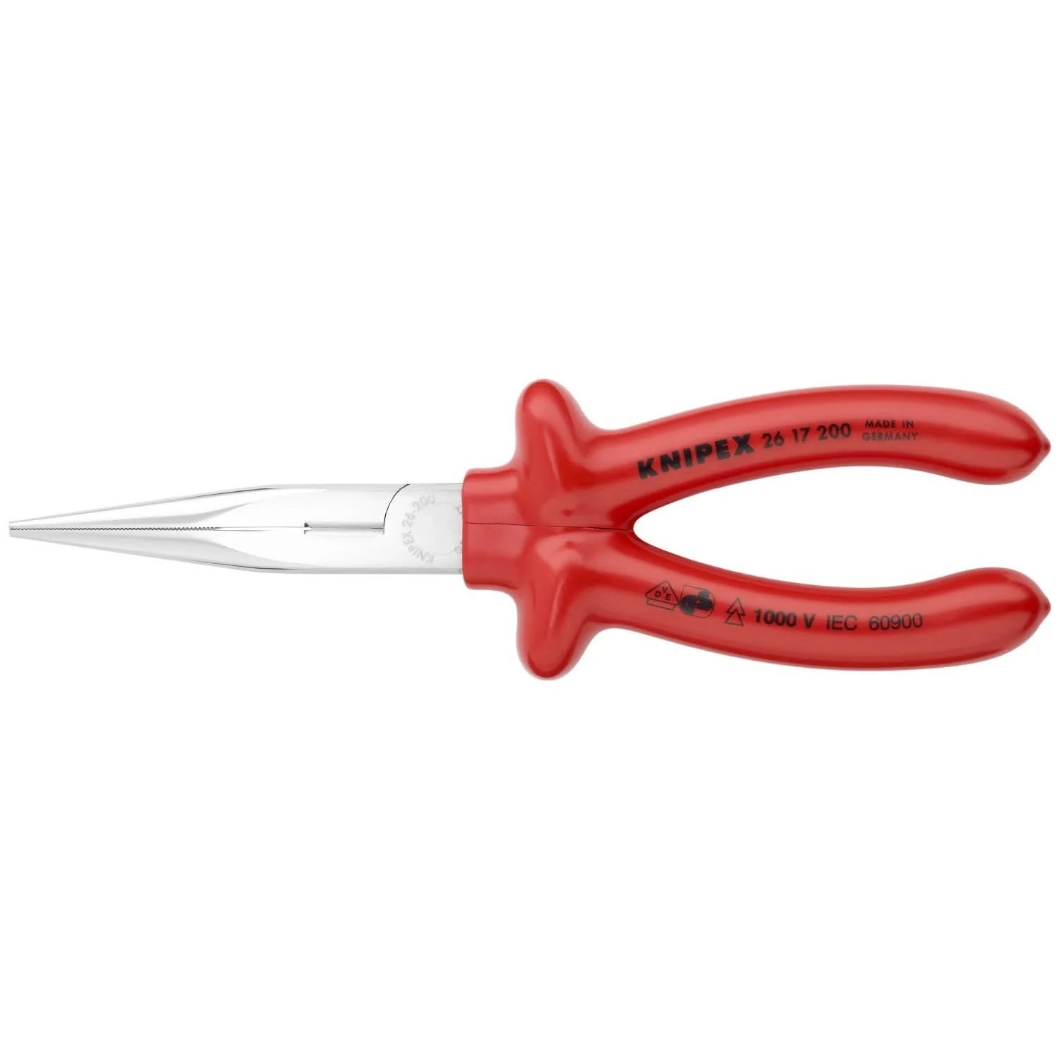 Knipex 26 17 200 Long Nose Pliers with Cutter-1000V Insulated - Image 1