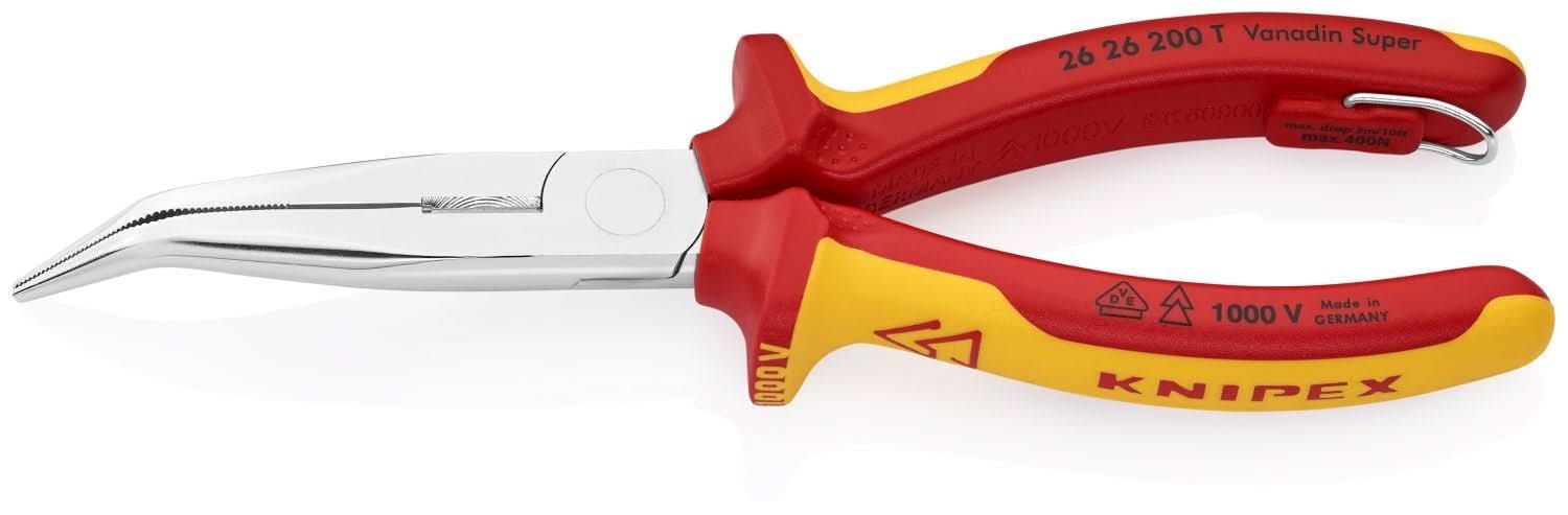 Knipex 26 26 200 Long Nose 40&deg; Angled Pliers with Cutter-1000V Insulated - Image 3