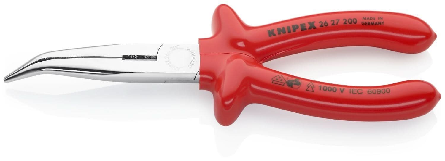 Knipex 26 27 200 Long Nose 40&deg; Angled Pliers with Cutter-1000V Insulated - Image 2