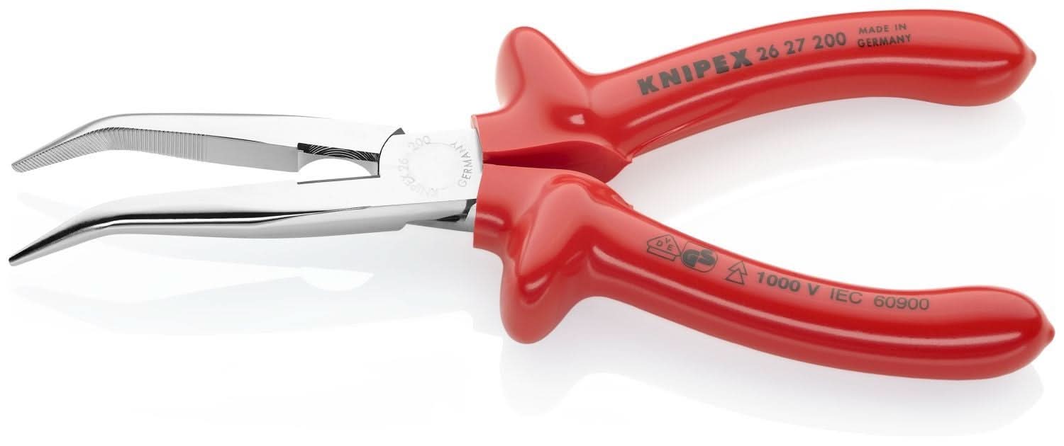 Knipex 26 27 200 Long Nose 40&deg; Angled Pliers with Cutter-1000V Insulated - Image 3