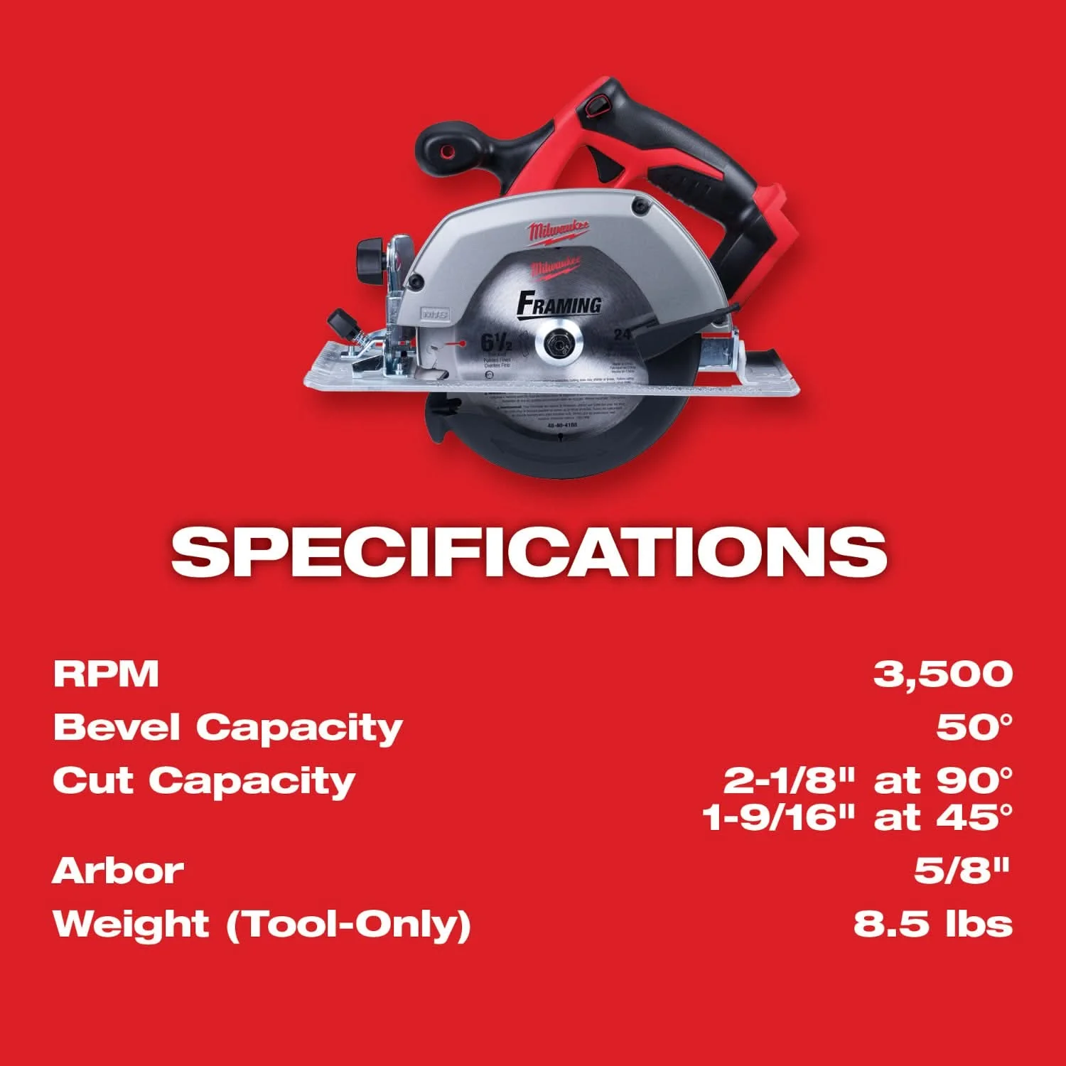 Milwaukee M18 Cordless 6-1/2" Circular Saw, Tool Only (PROMO) - Image 3