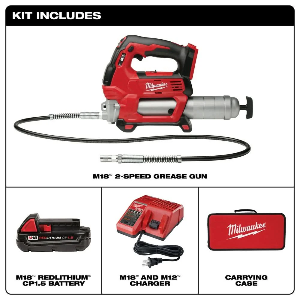 Milwaukee 2646-21CT M18 Cordless 2-Speed Grease Gun Kit - Image 2