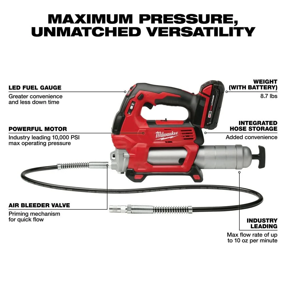 Milwaukee 2646-21CT M18 Cordless 2-Speed Grease Gun Kit - Image 3