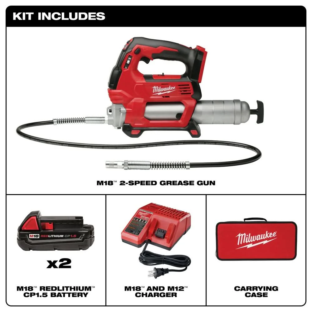 Milwaukee 2646-22CT M18 Cordless 2-Speed Grease Gun Kit - Image 2