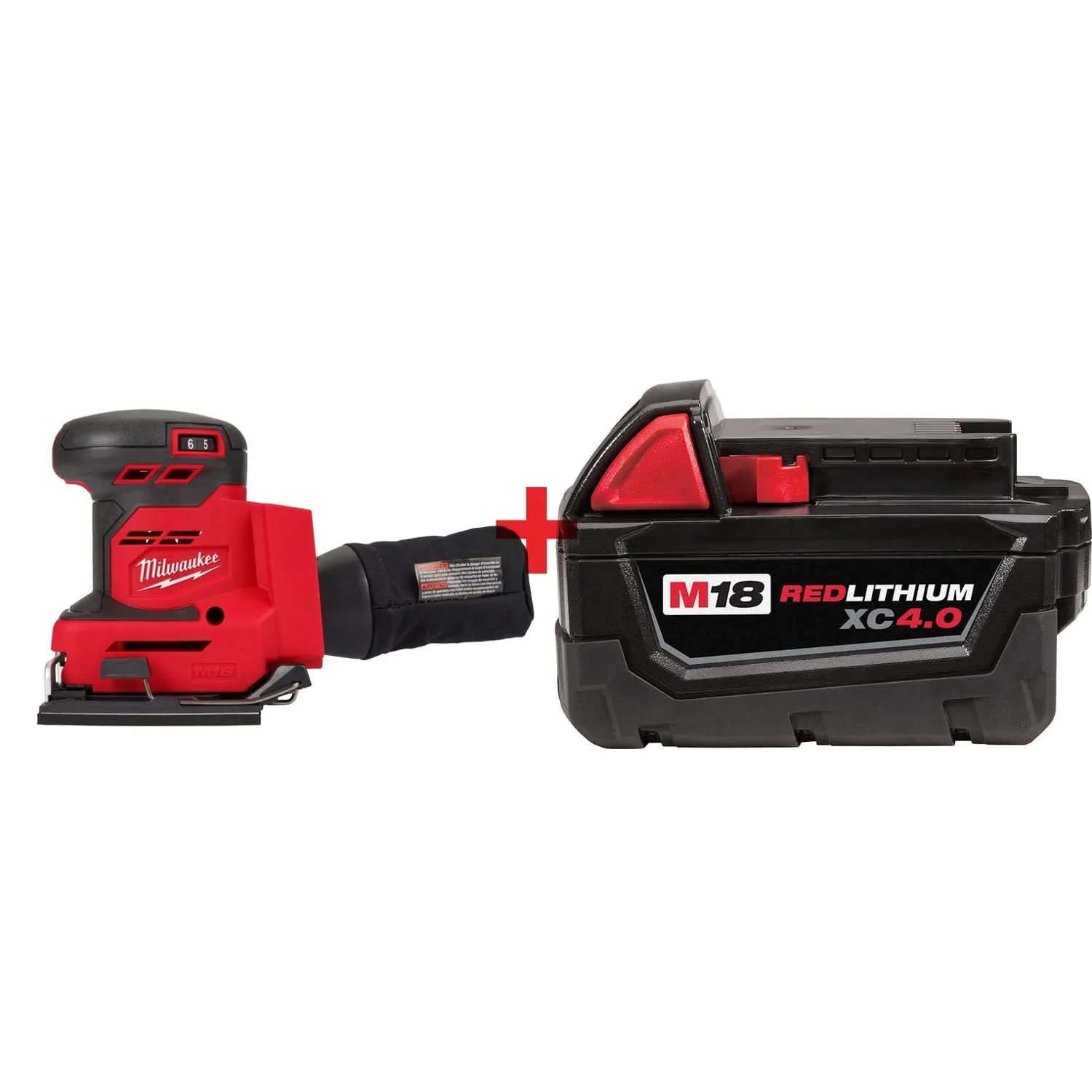 Milwaukee M18 1/4-Sheet Orbital Sander with M18 4.0Ah Extended Battery Pack - Image 1