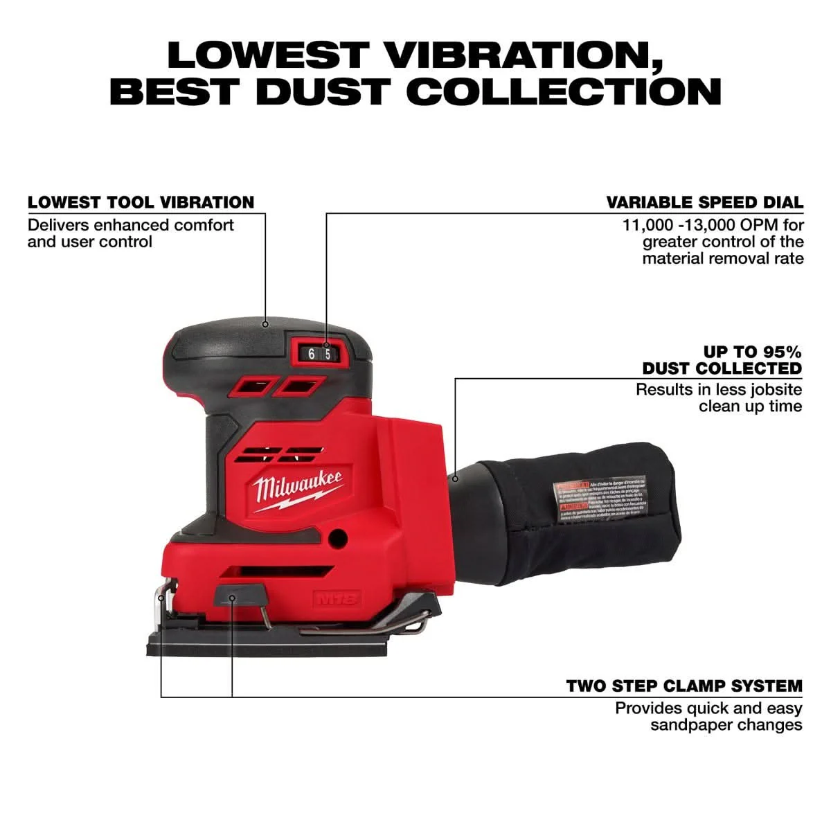 Milwaukee 2649-20 M18 1/4-Sheet Orbital Sander - Image 3