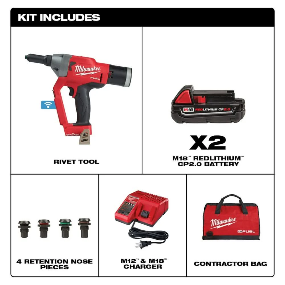 Milwaukee 2660-22CT M18 FUEL 1/4-Inch Blind Rivet Tool with ONE-KEY 2.0Ah Kit - Image 2
