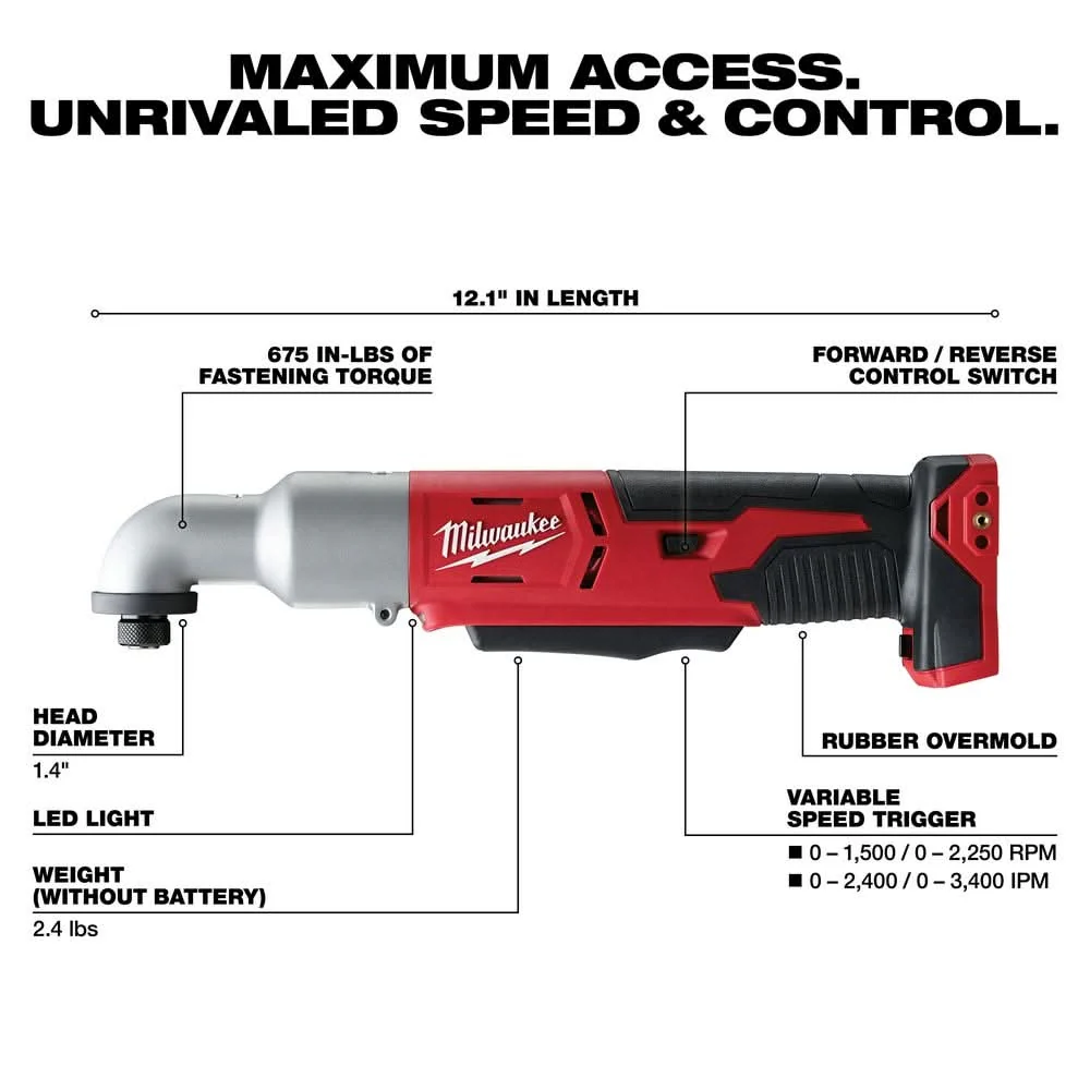 Milwaukee 2667-20 M18 Cordless 2-Speed 1/4" Right Angle Impact Driver - Image 3