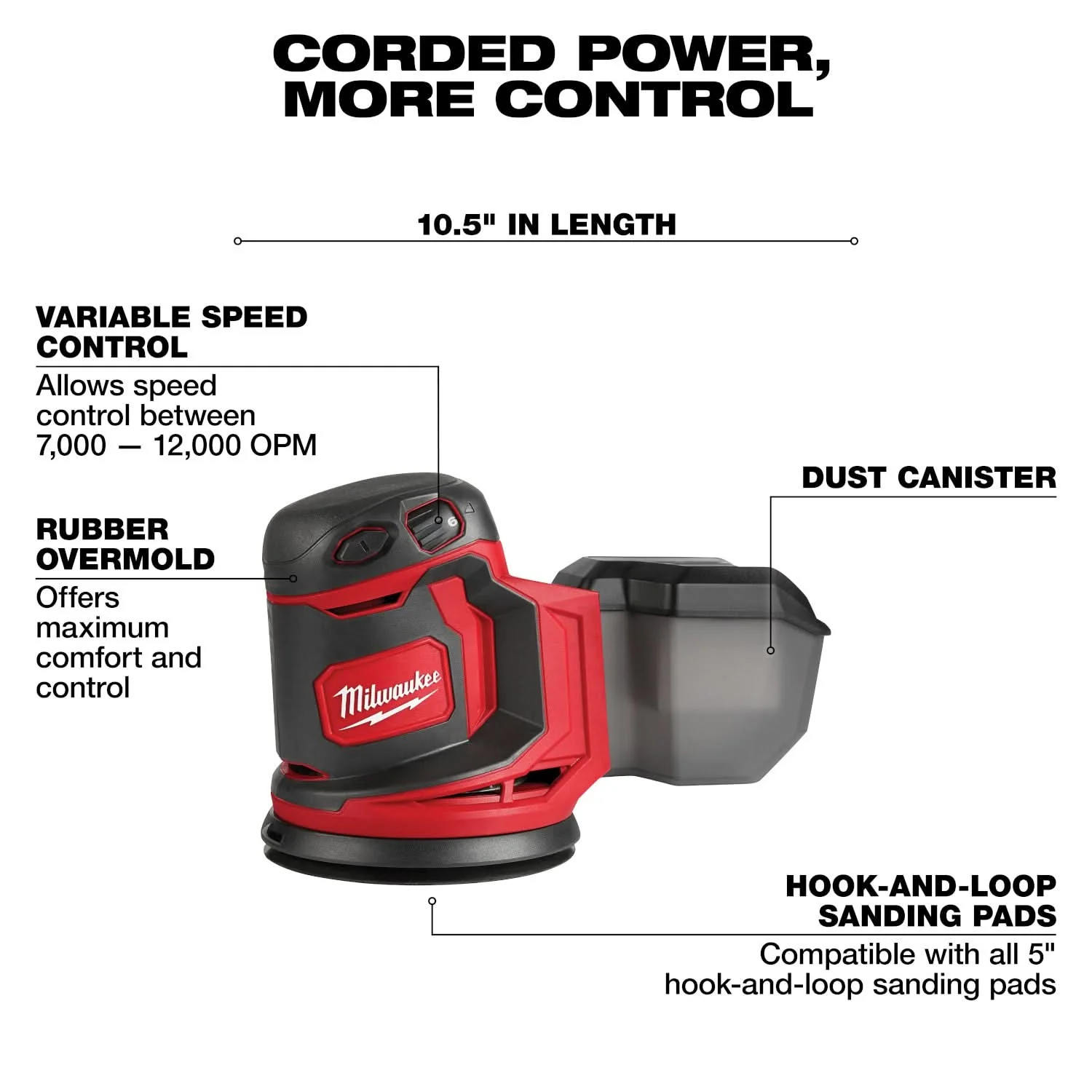 Milwaukee M18 Cordless 5-in. Random Orbit Sander, Tool Only (PROMO) - Image 2