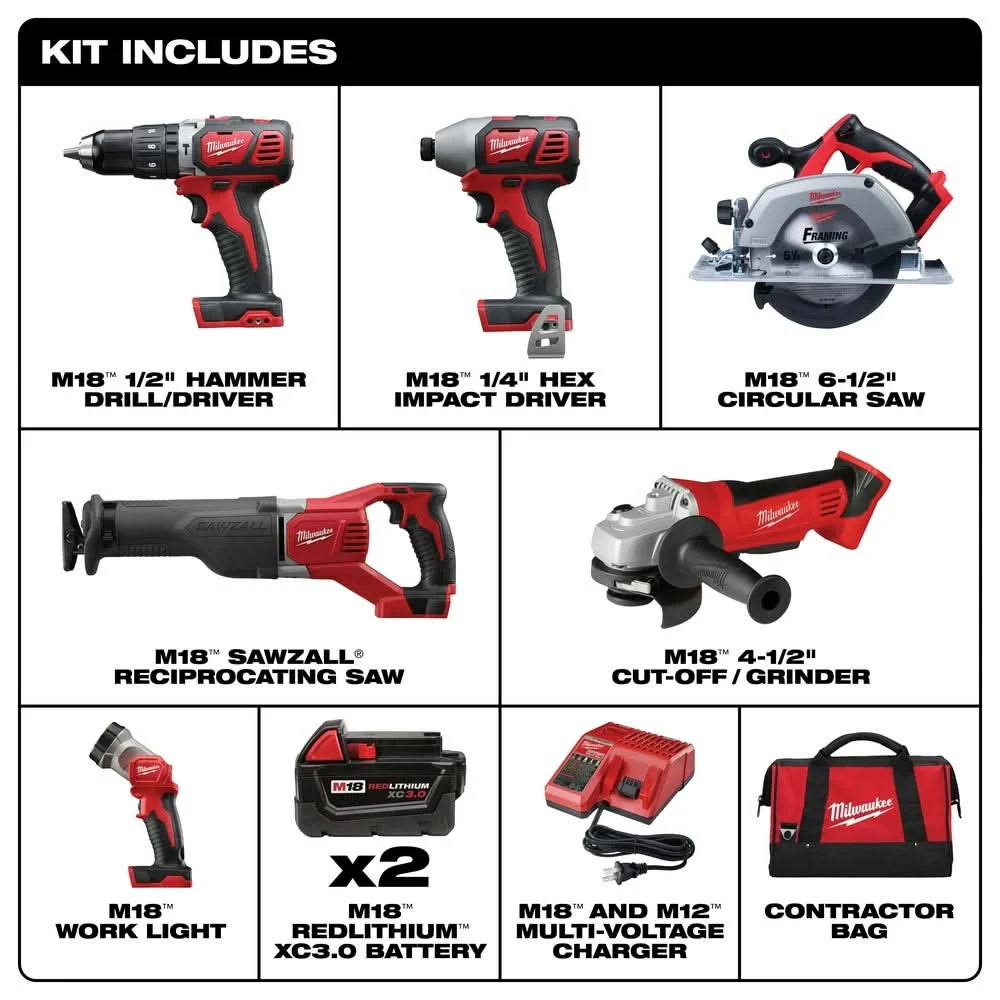 Milwaukee 2696-26 M18 Cordless 6-Tool Combo Kit - Image 2