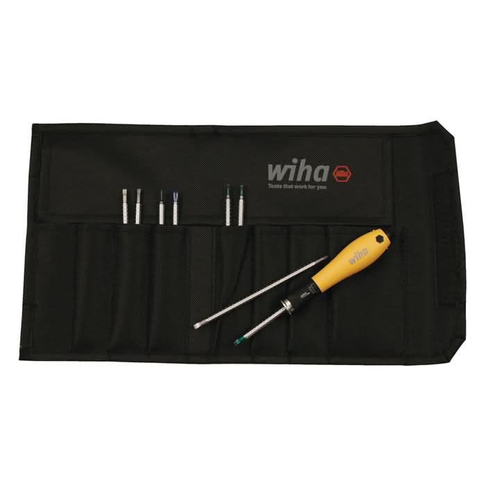 Wiha 26994 9-Piece ESD Dafe Drive-Loc VI Blade Set w/ Canvas Pouch - Image 1