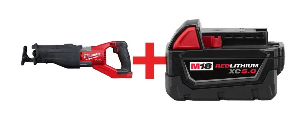 Milwaukee M18 Fuel Super Sawzall Reciprocating Saw with M18 XC 5.0Ah Battery Pack - Image 3