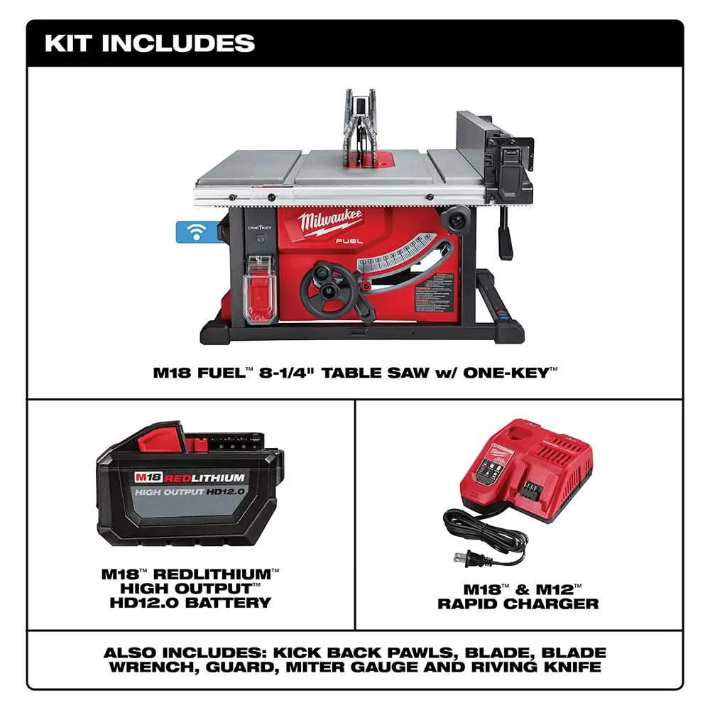Milwaukee 2736-21HD M18 FUEL 8-1/4-Inch Table Saw with One-Key 12.0Ah HD Kit - Image 2