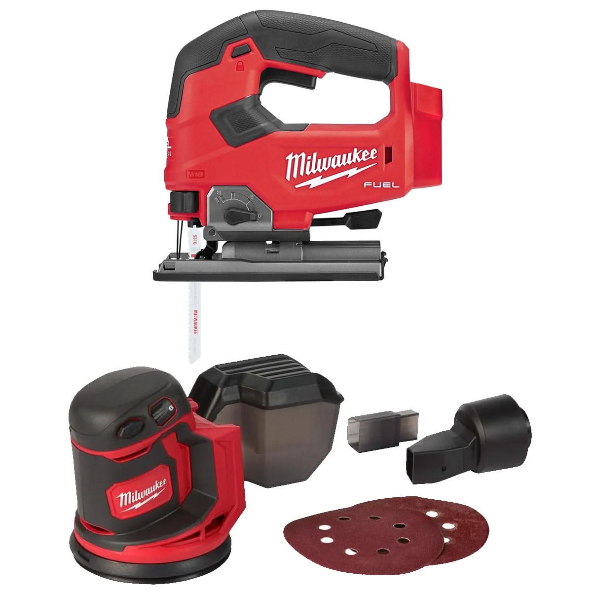 Milwaukee 2737-20 M18 Fuel D-Handle Jig Saw and Cordless 5-Inch Random Orbit Sander Kit - Image 1