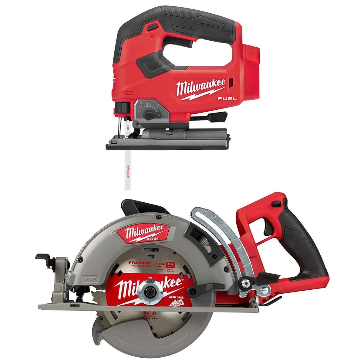Milwaukee 2737-20 M18 Fuel D-Handle Jig Saw with Brushless Rear Handle 7-1/4″ Circular Saw Kit