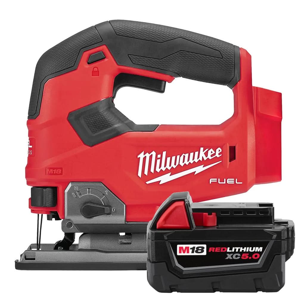 Milwaukee M18 Fuel D-Handle Jig Saw with M18 REDLITHIUM XC 5.0Ah Extended Capacity Battery - Image 1