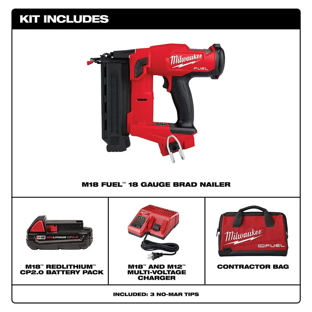 Milwaukee 2746-21CT M18 FUEL Brushless Cordless 18-Gauge Brad Nailer 2.0Ah Kit - Image 3