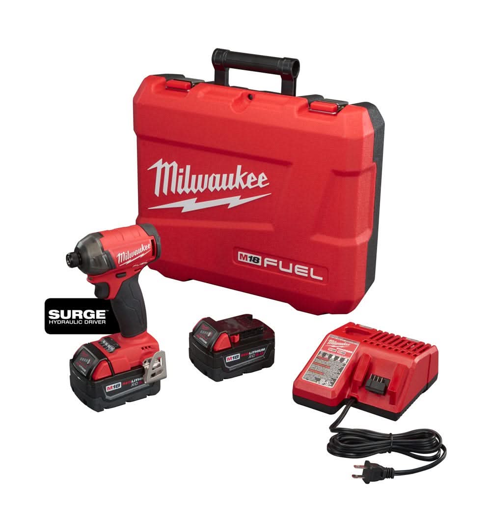 Milwaukee M18 FUEL SURGE 1/4" Hex Hydraulic Driver with (5) FIVE 5.0Ah Batteries - Image 2