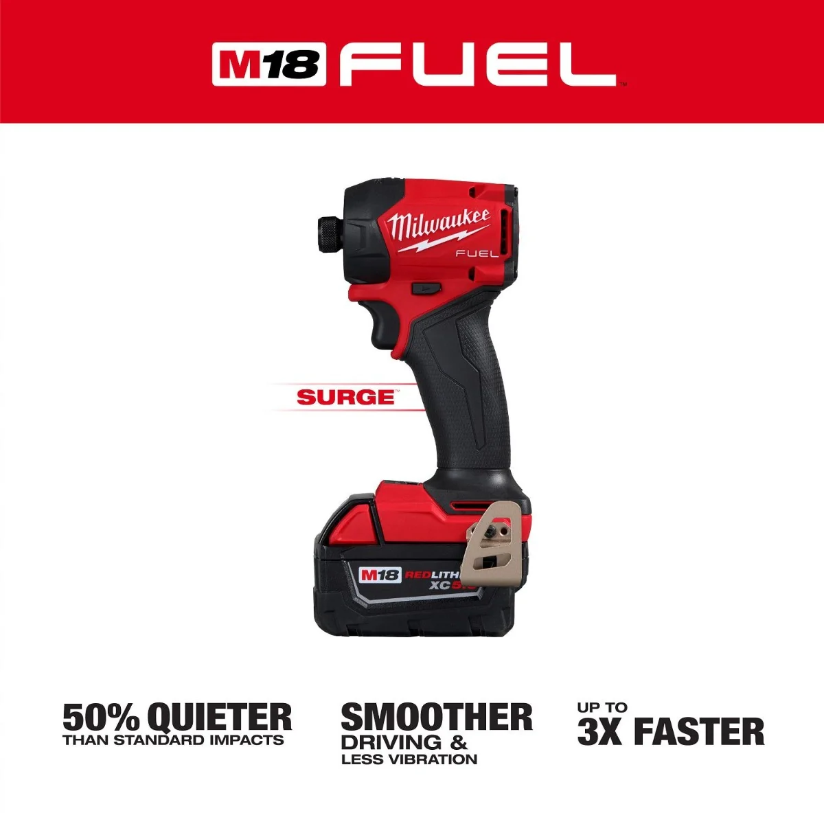 Milwaukee 2761-22 M18 FUEL SURGE 1/4" Hex Hydraulic Impact Driver 5.0Ah Kit - Image 2