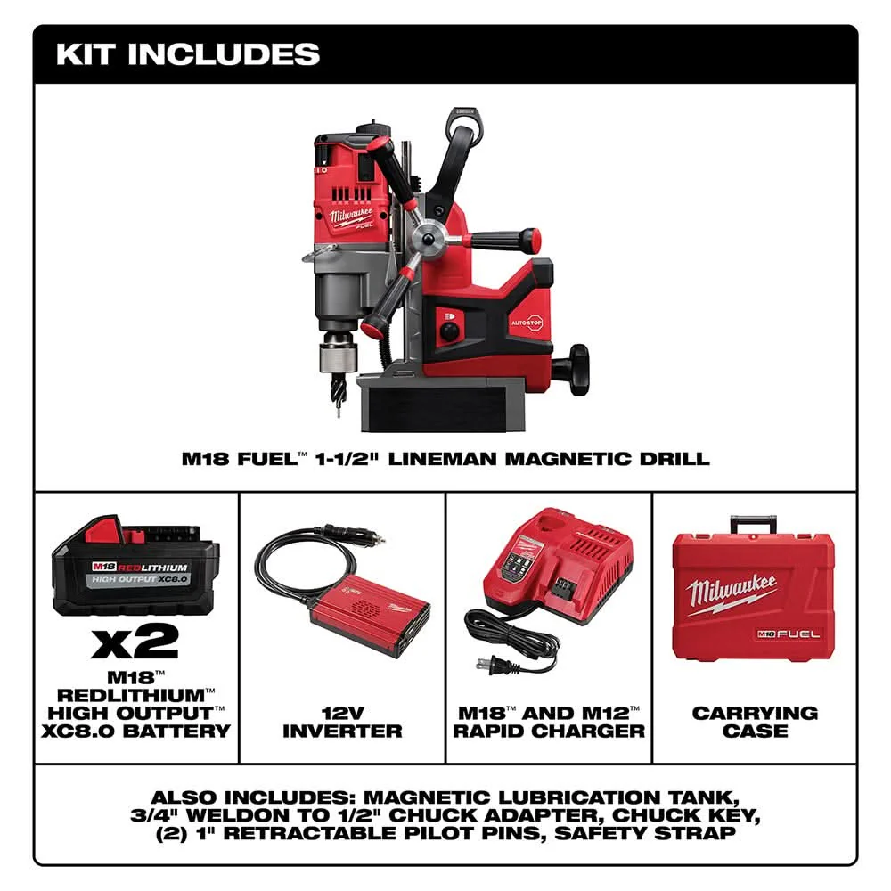 Milwaukee 2788-22HD M18 FUEL 1-1/2" Lineman Magnetic Drill High Demand 8.0Ah Kit - Image 2