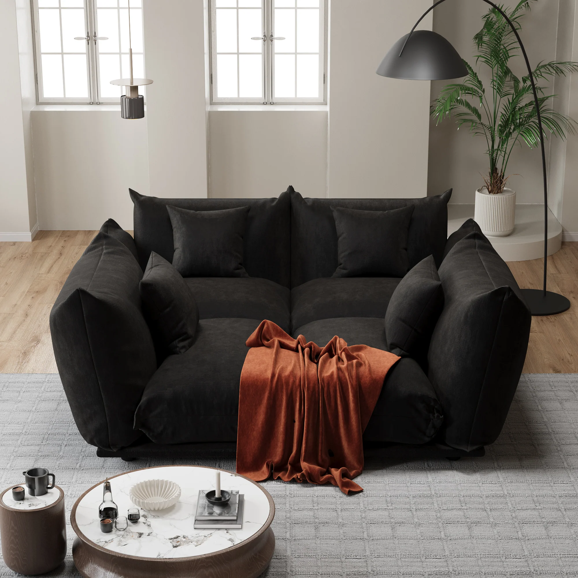 Advwin Modern Minimalist Chenille Modular Sectional Sofa - Image 3